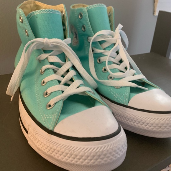 turquoise converse high tops